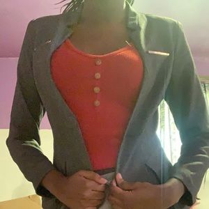 Gray One Buttoned Blazer
